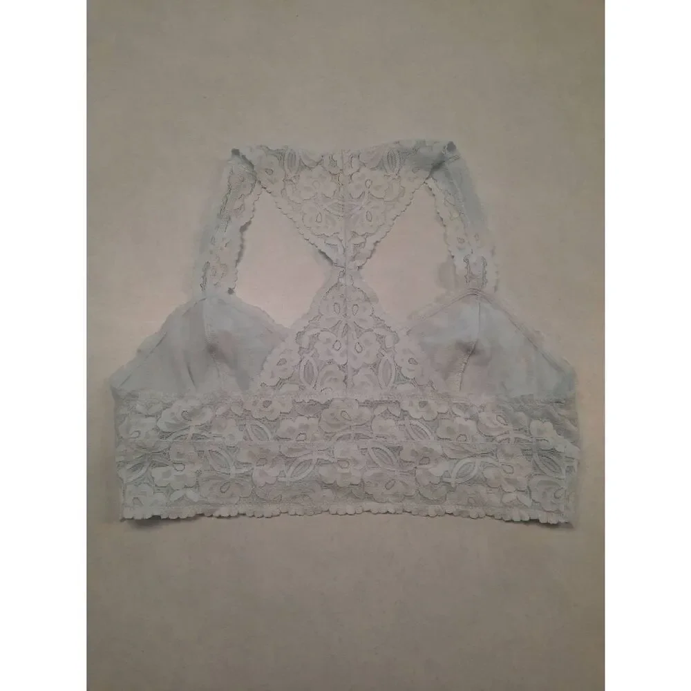 Intimately Free by Free People Size L Light Blue Lace Racerback Bralette Bra - Picture 3 of 3